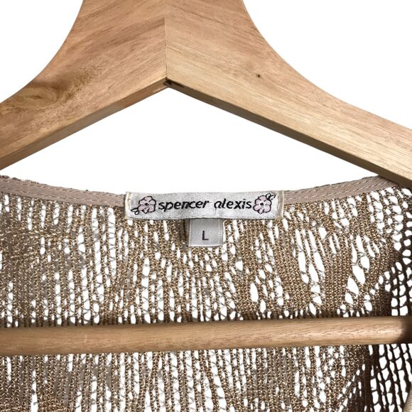 Spencer Alexis Large Vintage Jacket Kimono Floral Silk Gold Beaded Lace Mesh USA - Picture 5 of 11